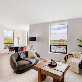 Open space living area with natural lighting