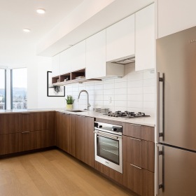 Well-lit kitchen with ample counter space