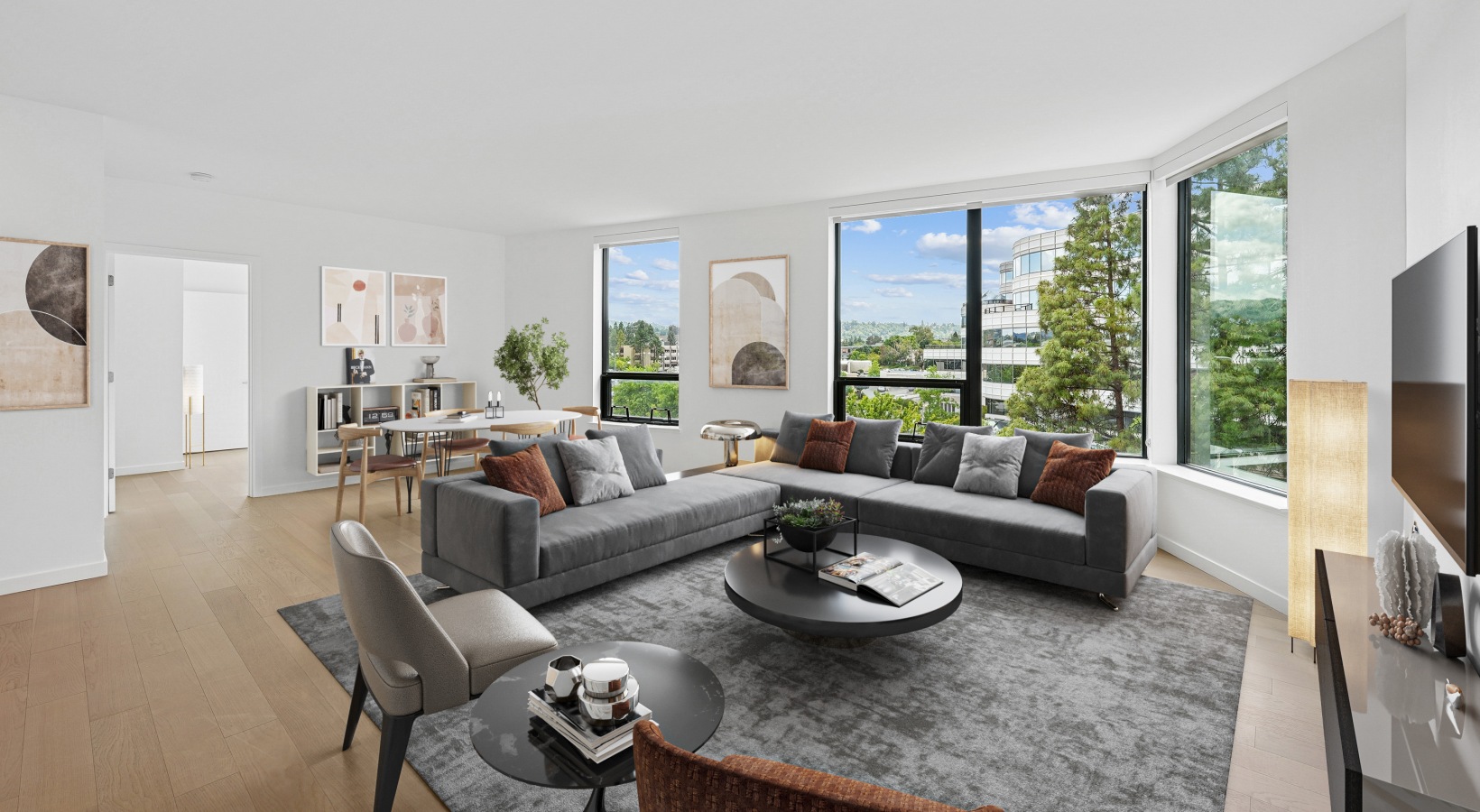 Open space living area with natural lighting